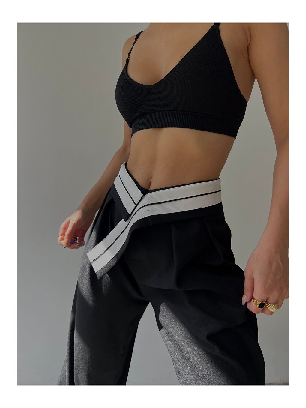 Gri Ganni Siyah Palazzo Pantolon-5