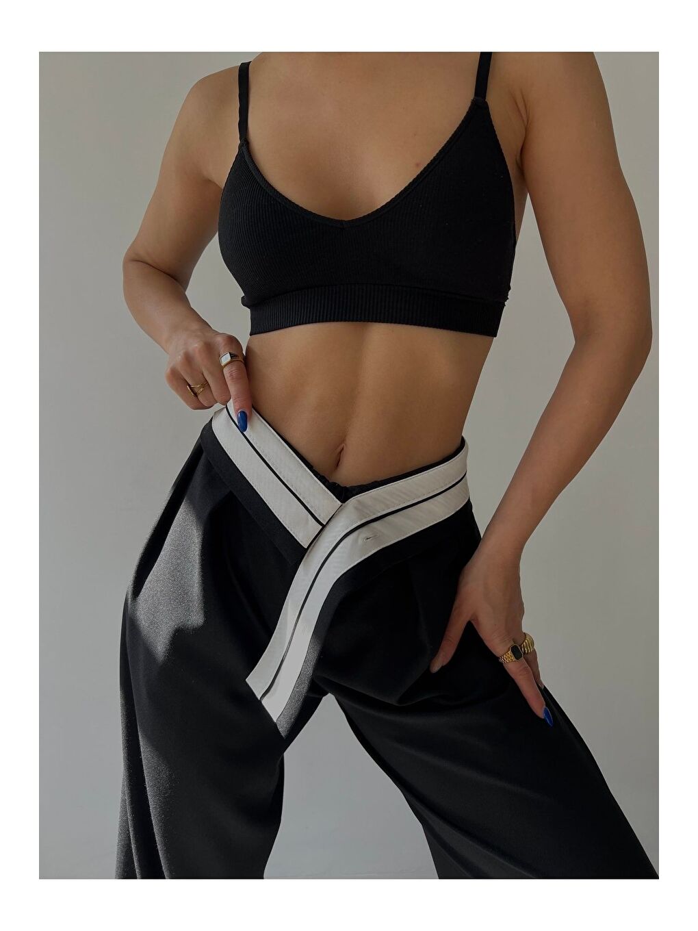 Gri Ganni Siyah Palazzo Pantolon-6