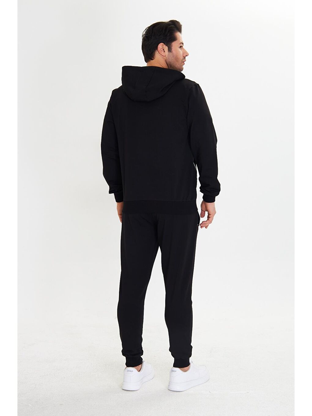 Pamuklu Kapüşonlu Erkek Eşofman Takımı Siyah 5746-S-4