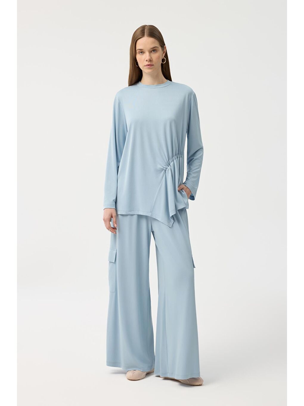 Turkuaz Modal Cupra Kargo Cepli Takım Açık Mavi-4