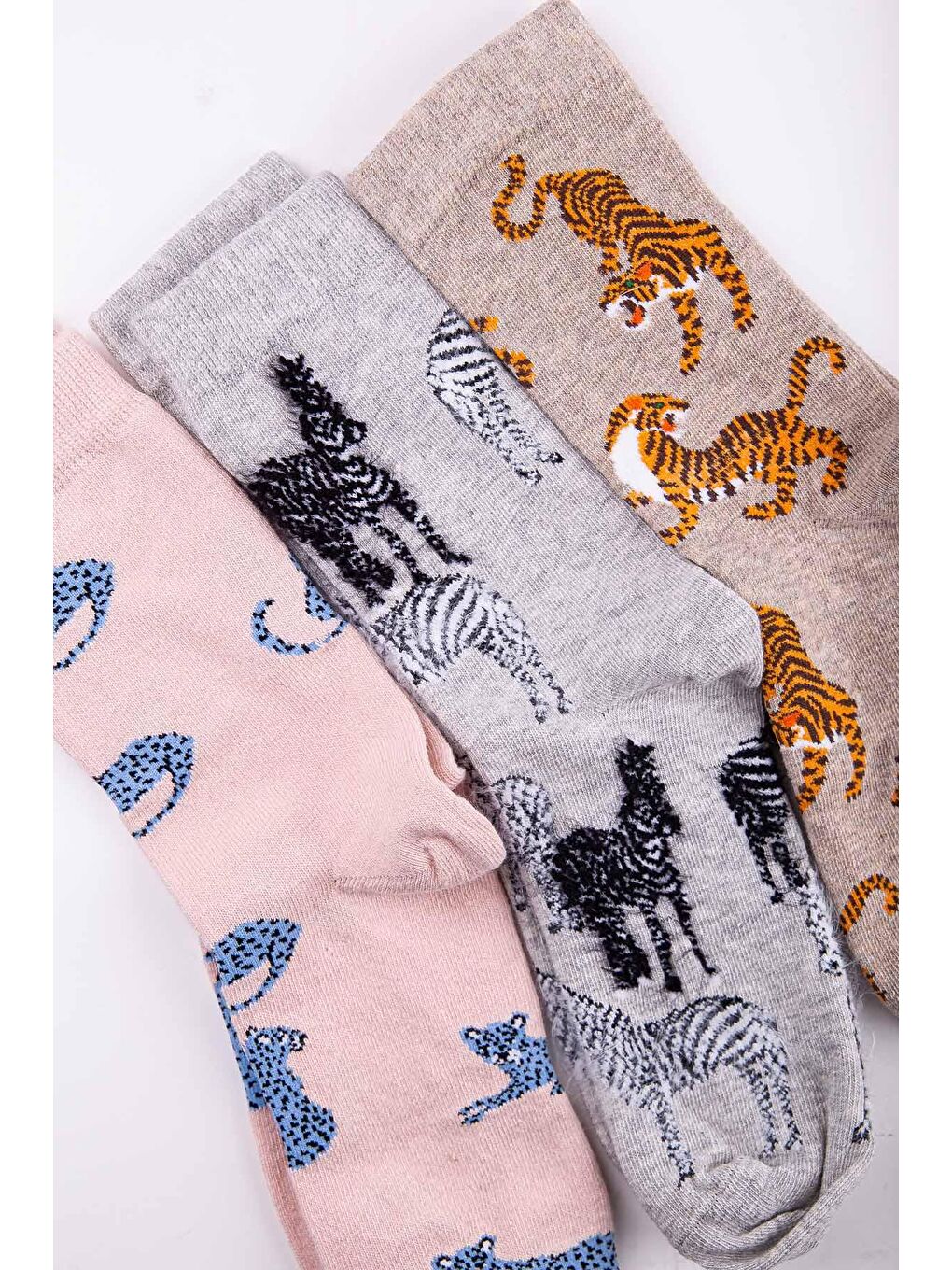 Karışık Kadın 3lü Hayvan Desenli Soket Çorap Kutulu-1