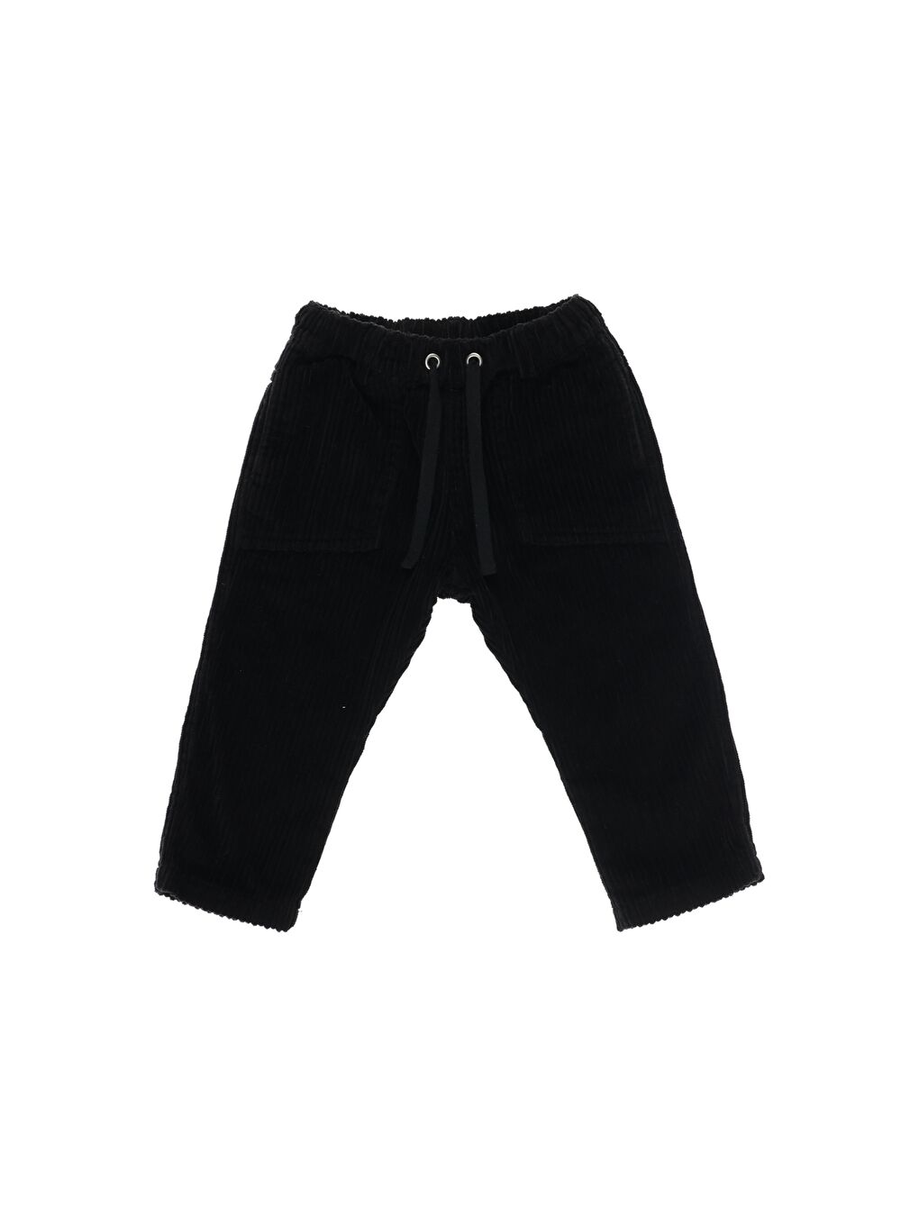 Siyah Erkek Çocuk Beli Lastikli Kadife Pantolon
