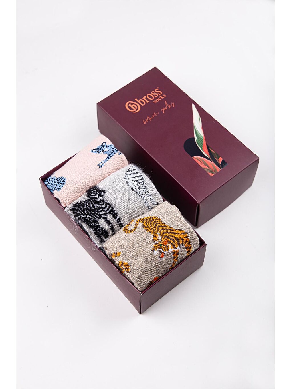 Karışık Kadın 3lü Hayvan Desenli Soket Çorap Kutulu-2