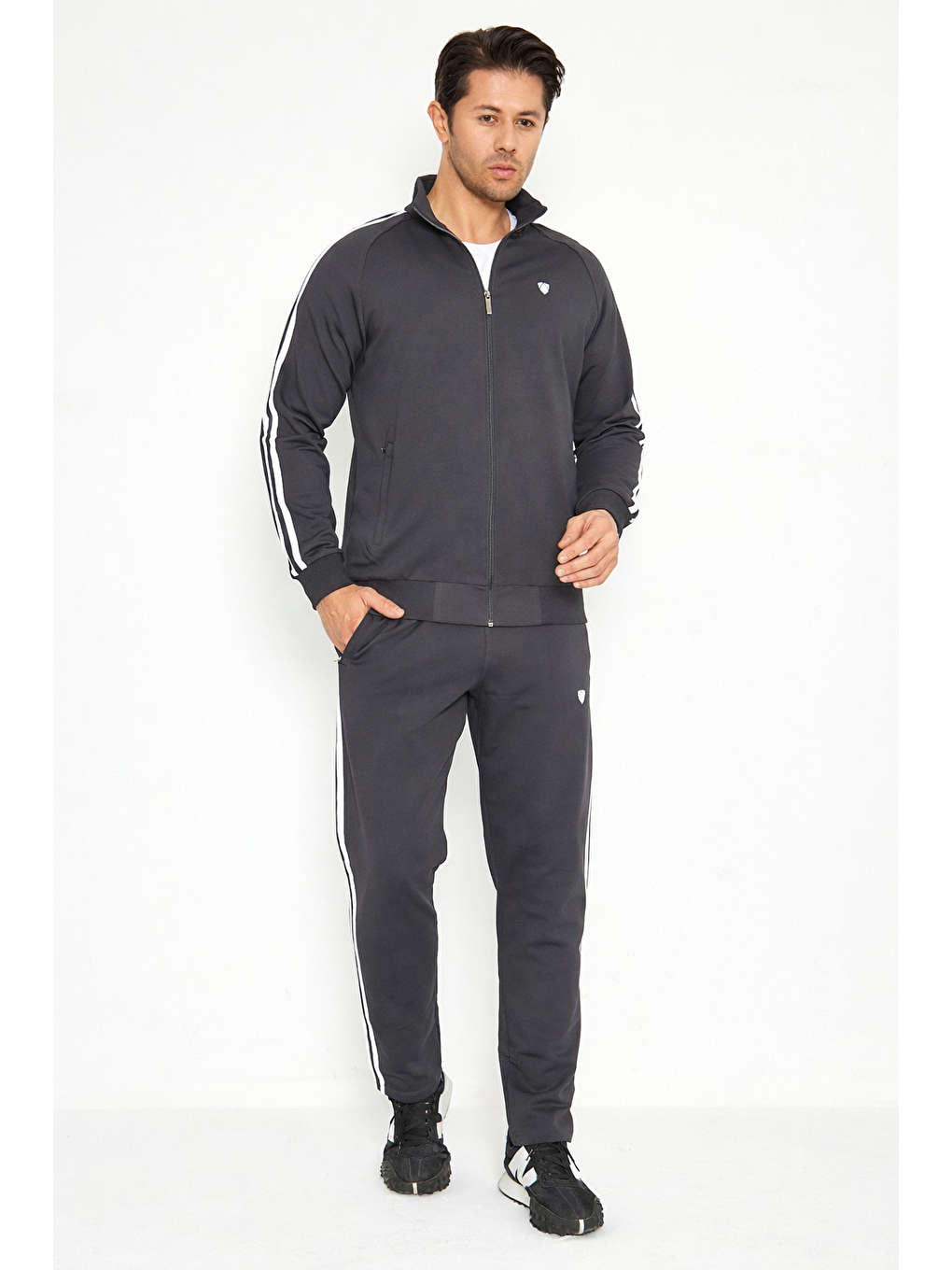 Gri Erkek Pamuklu Eşofman Takımı Füme 201550-F-1