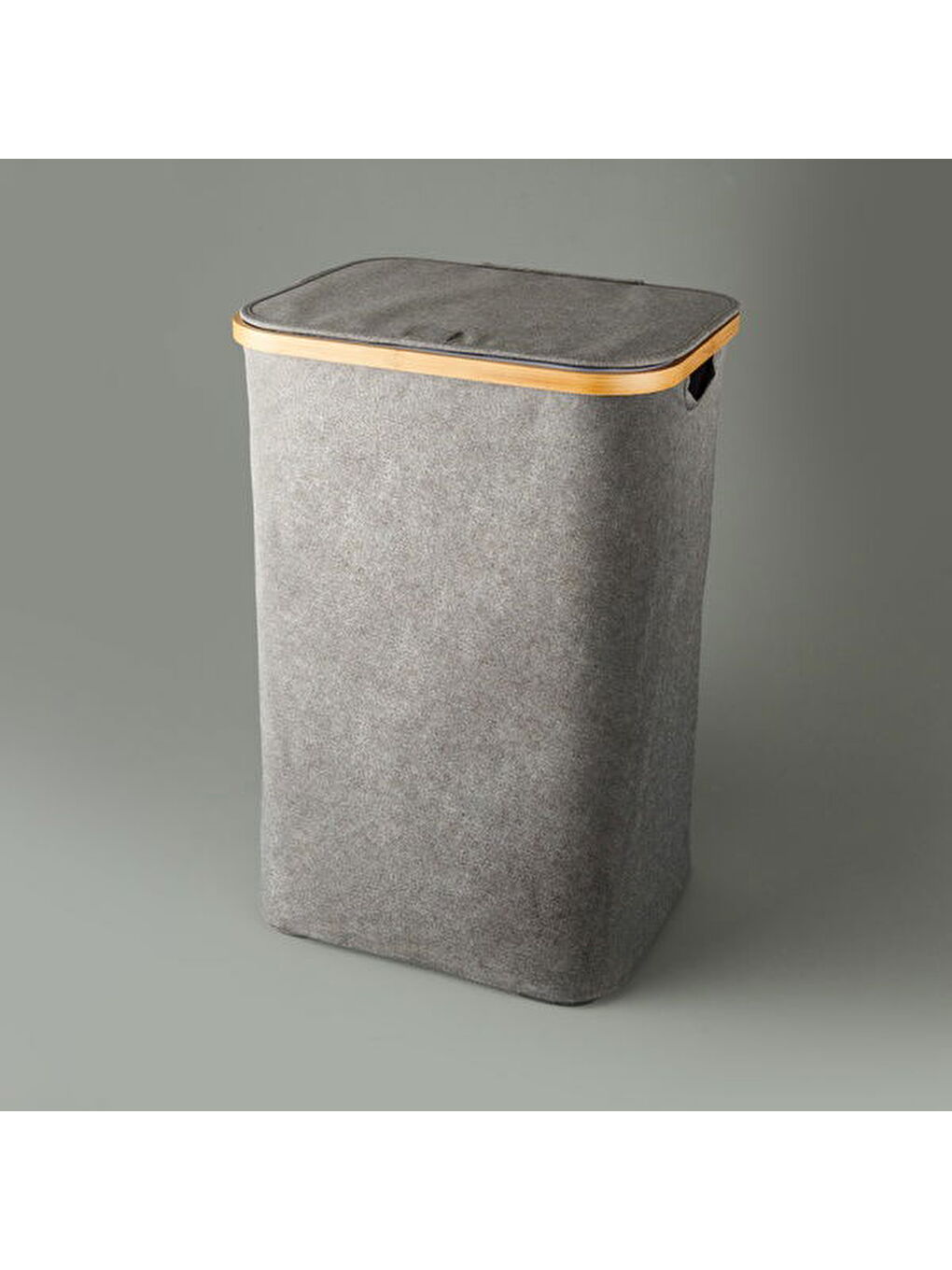 Kapaklı Katlanabilir Dikdörtgen Çamaşır Sepeti - Gri - 80 lt-1
