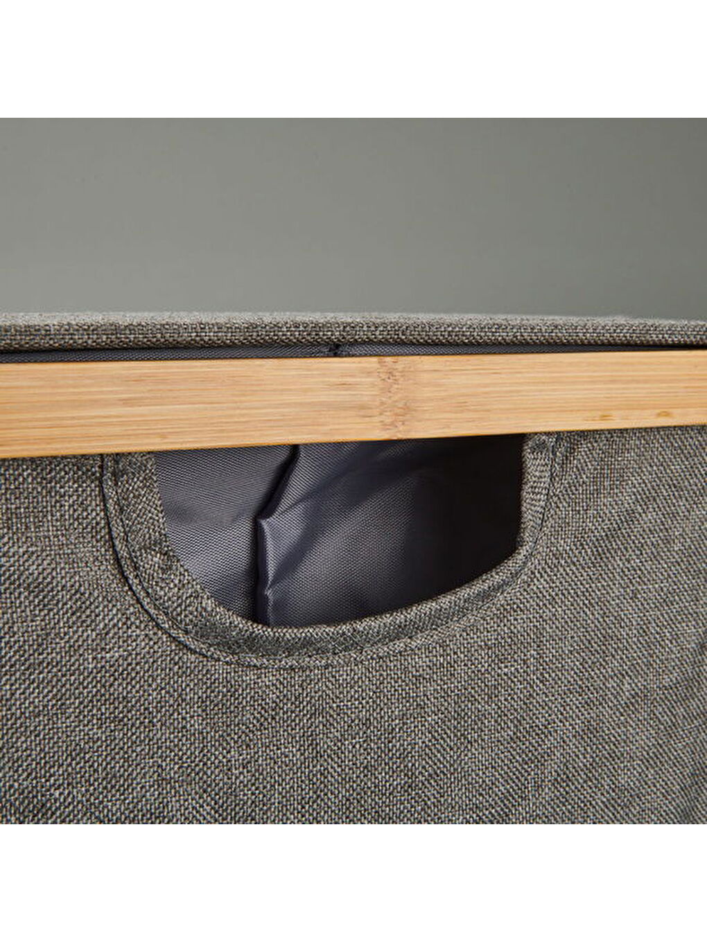 Kapaklı Katlanabilir Dikdörtgen Çamaşır Sepeti - Gri - 80 lt-3