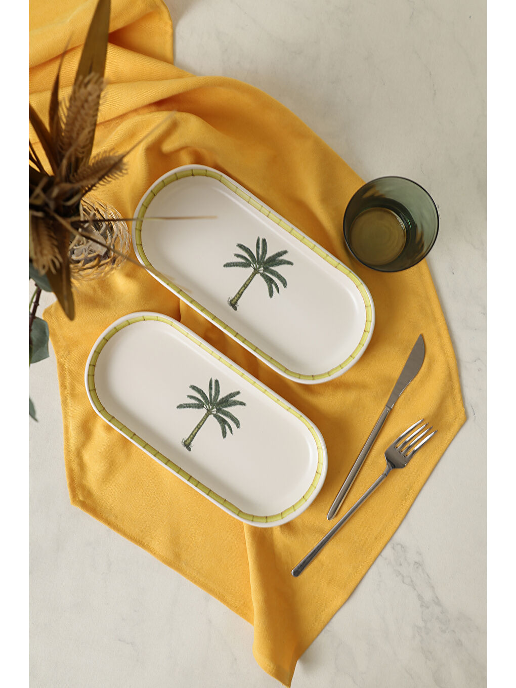 Karışık Palmiye Noyan Kayık Tabak 26 cm 2 Adet-1