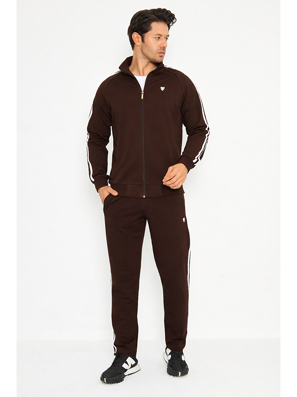 Kahverengi Erkek Pamuklu Eşofman Takımı Kahve 201550-Ka