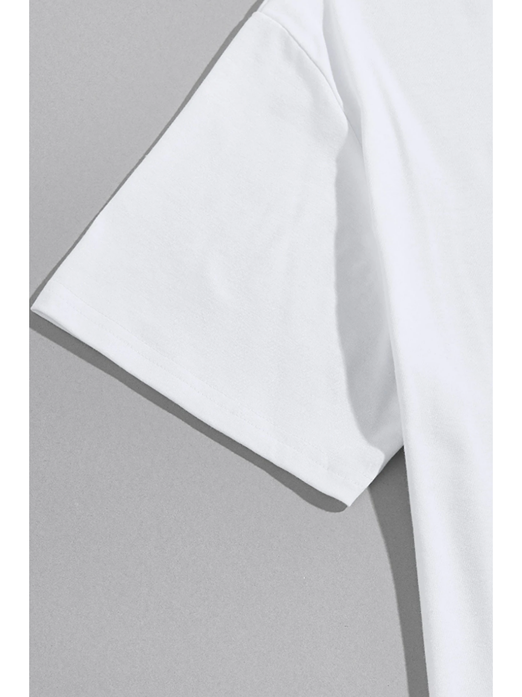Erkek Beyaz Bisiklet Yaka Oval Etek Salaş %100 Pamuk Basic T-Shirt-2
