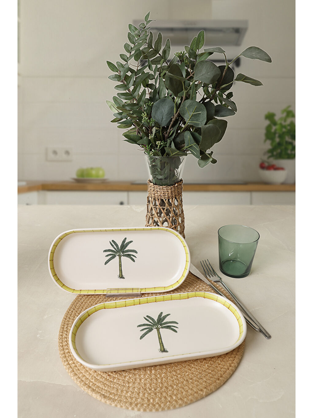 Karışık Palmiye Noyan Kayık Tabak 26 cm 2 Adet-2