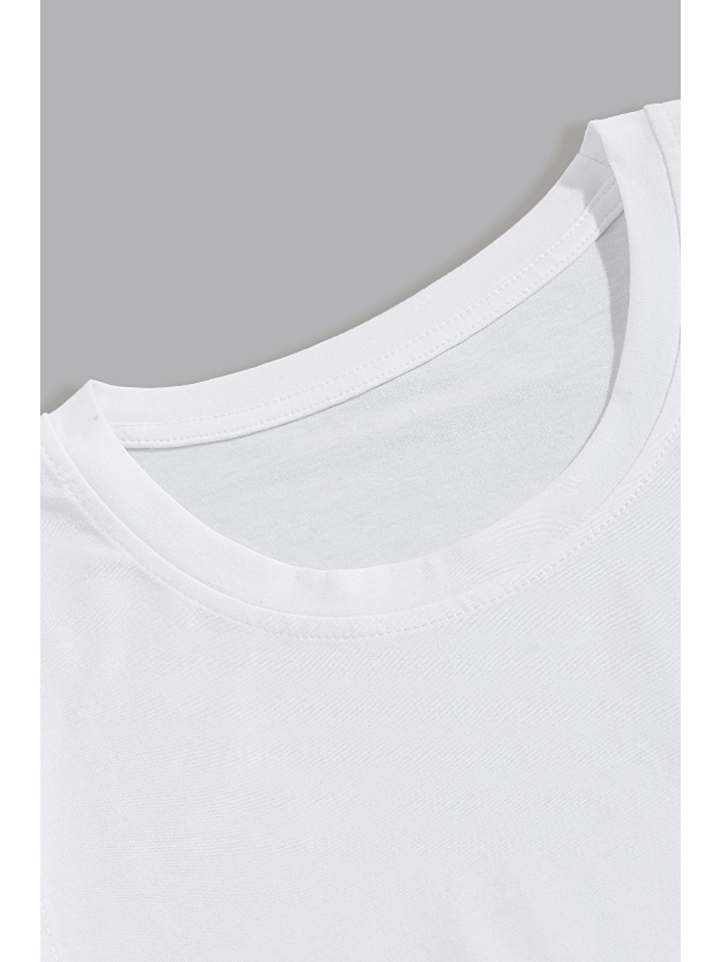 Erkek Beyaz Bisiklet Yaka Oval Etek Salaş %100 Pamuk Basic T-Shirt-3