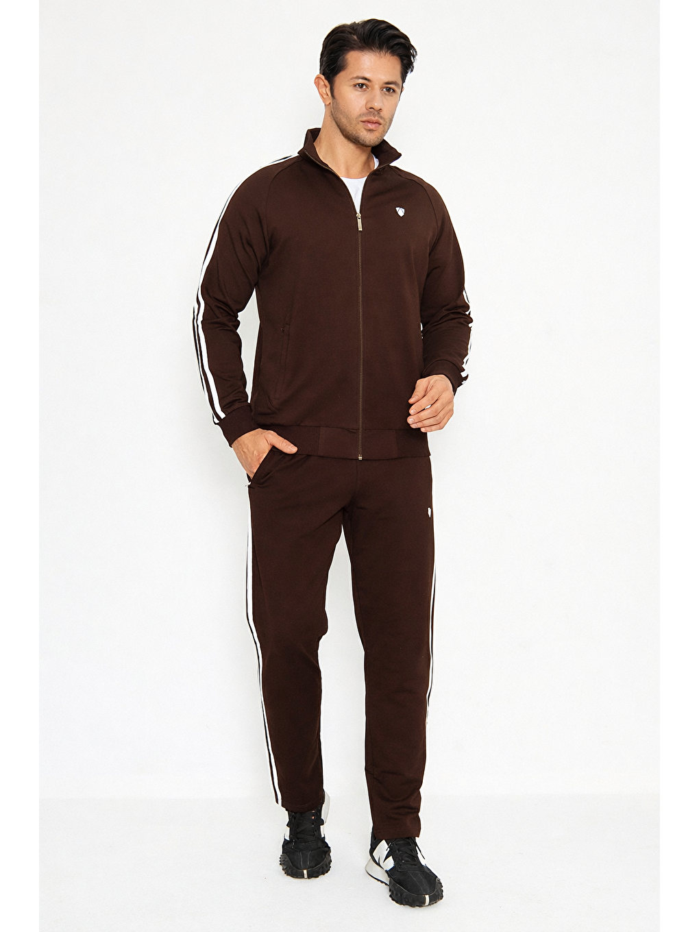 Kahverengi Erkek Pamuklu Eşofman Takımı Kahve 201550-Ka-1