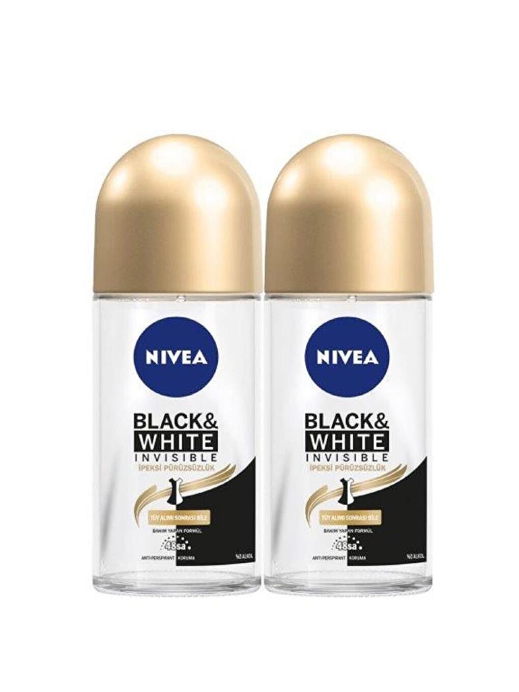 NIVEA Kadın Roll On Deodorant Black&White Invisible Ipeksi Pürüzsüzlük 50 mlx2Adet