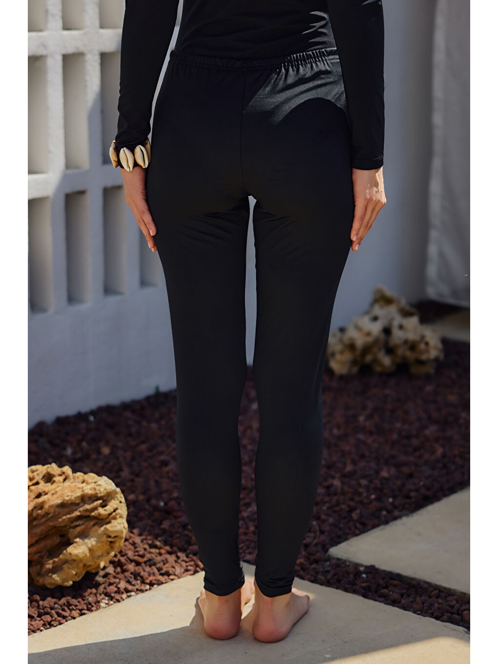 Deniz Havuz Elastanlı Uzun Dar Paça Tayt Tek Alt Siyah  RA001 Siyah01-2