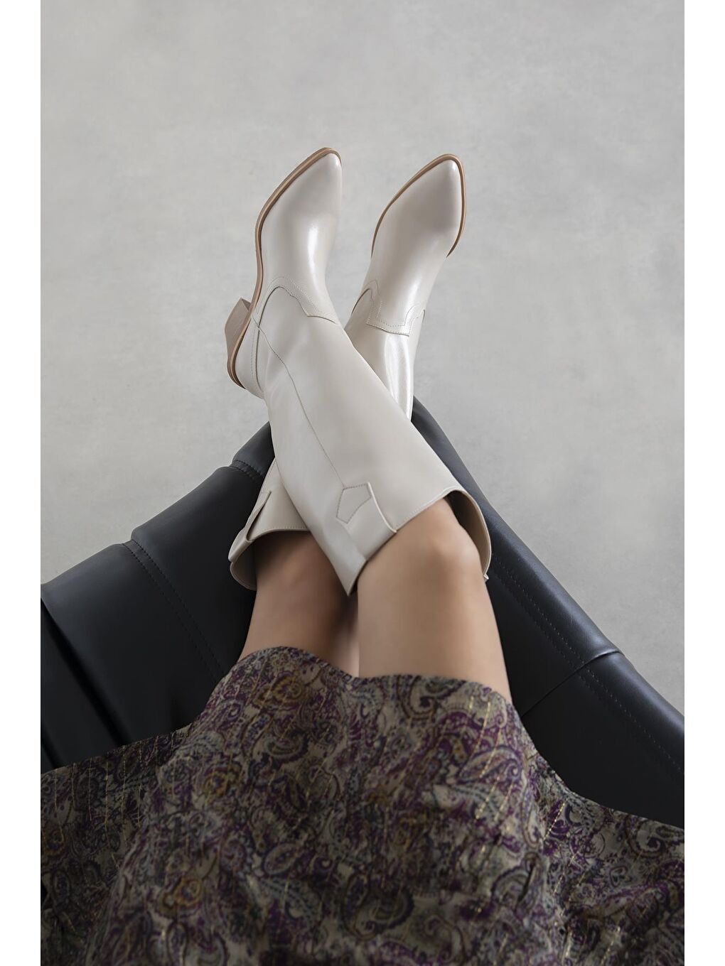 Andrew Kadın Cilt Deri Çizme Bej