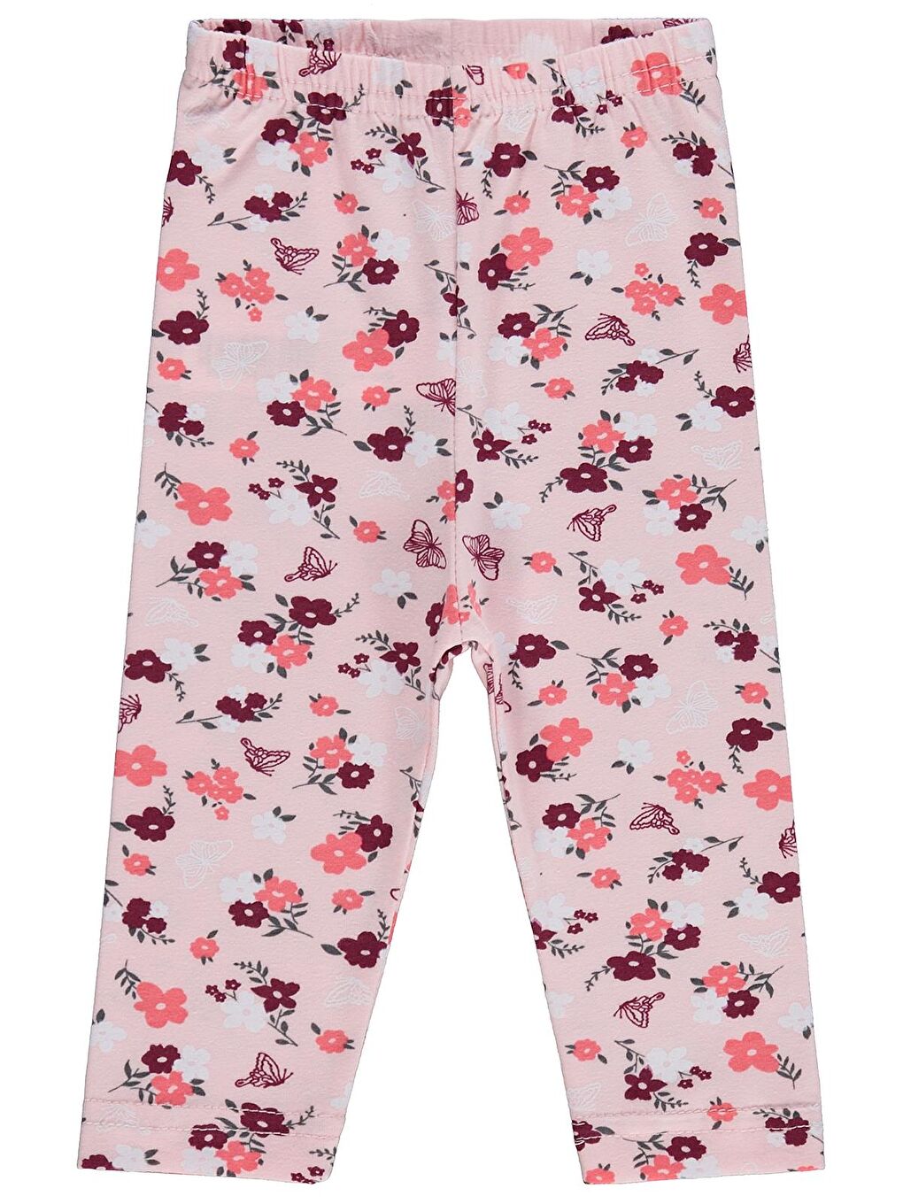 Pembe Baby Kelebek Çiçek Baskılı 6-18 Ay Tayt - Pudra 12-18 Ay