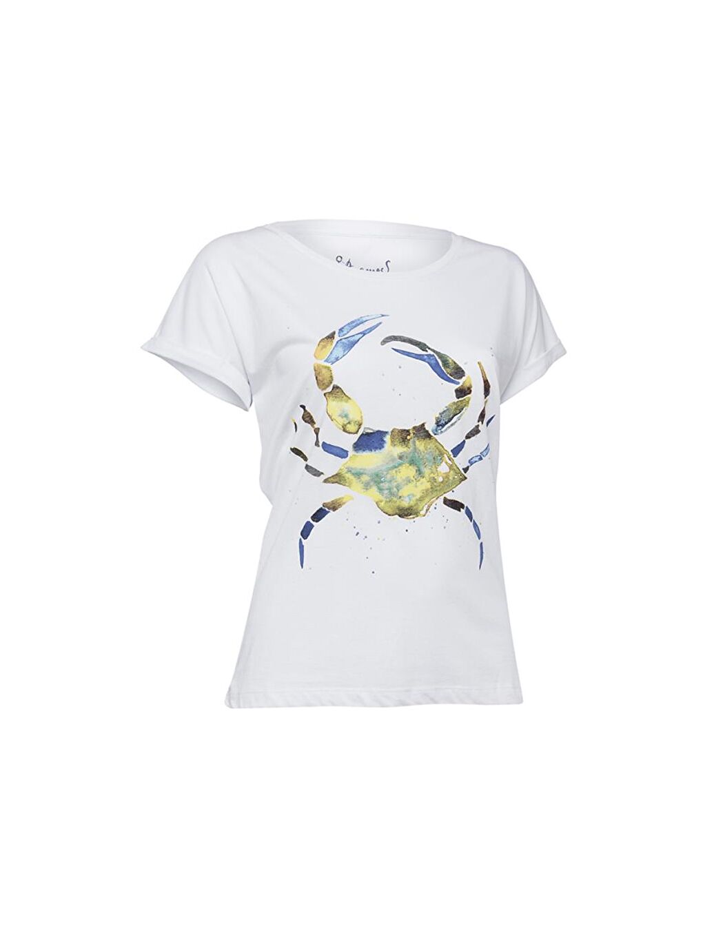 Yeşil Yengeç Beyaz Kadın T-Shirt-1