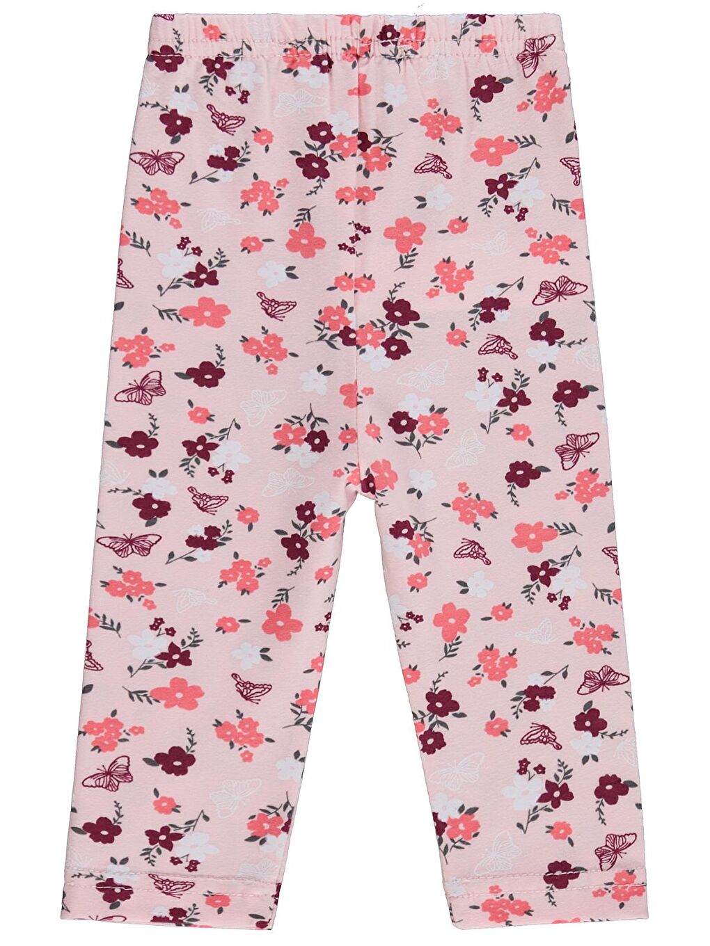 Pembe Baby Kelebek Çiçek Baskılı 6-18 Ay Tayt - Pudra 12-18 Ay-1