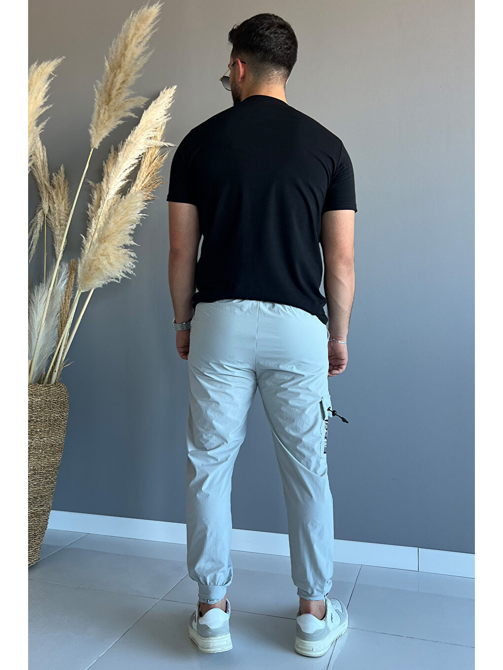 Mishar İtalia Gri Paraşüt Paça Cırtlı Slim Fit Jogger Pantolon - 1