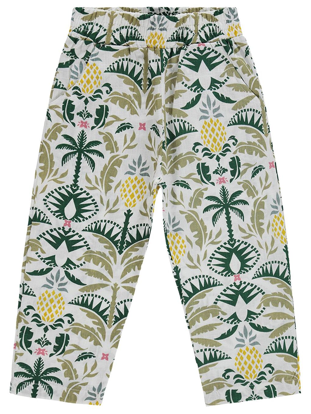 Girls Ananas Desenli 2-5 Yaş Pantolon - Ekru