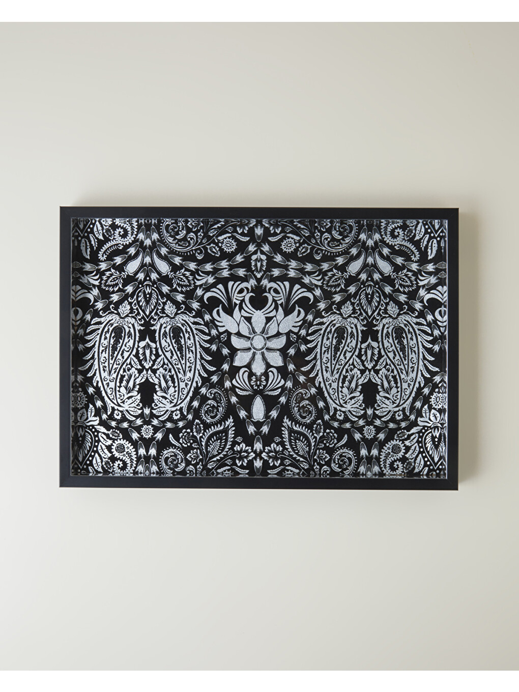 Solene Cam Dekoratif Tepsi 30x42 Cm Siyah - Beyaz-1