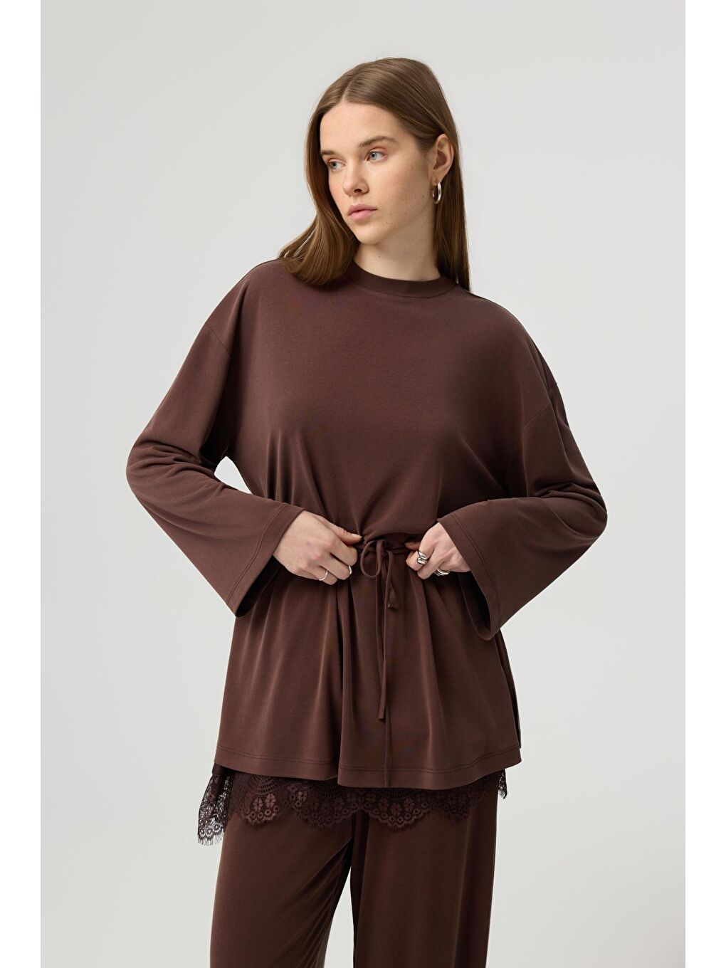 Modal Cupra Jogger Pantolon Takım Kahverengi-2