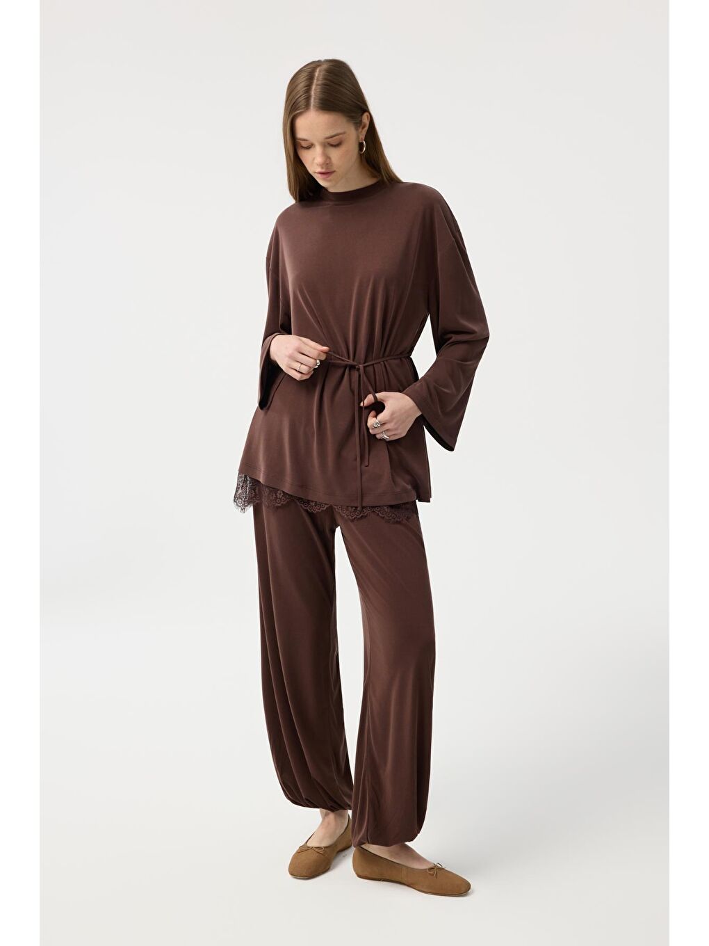 Modal Cupra Jogger Pantolon Takım Kahverengi-3