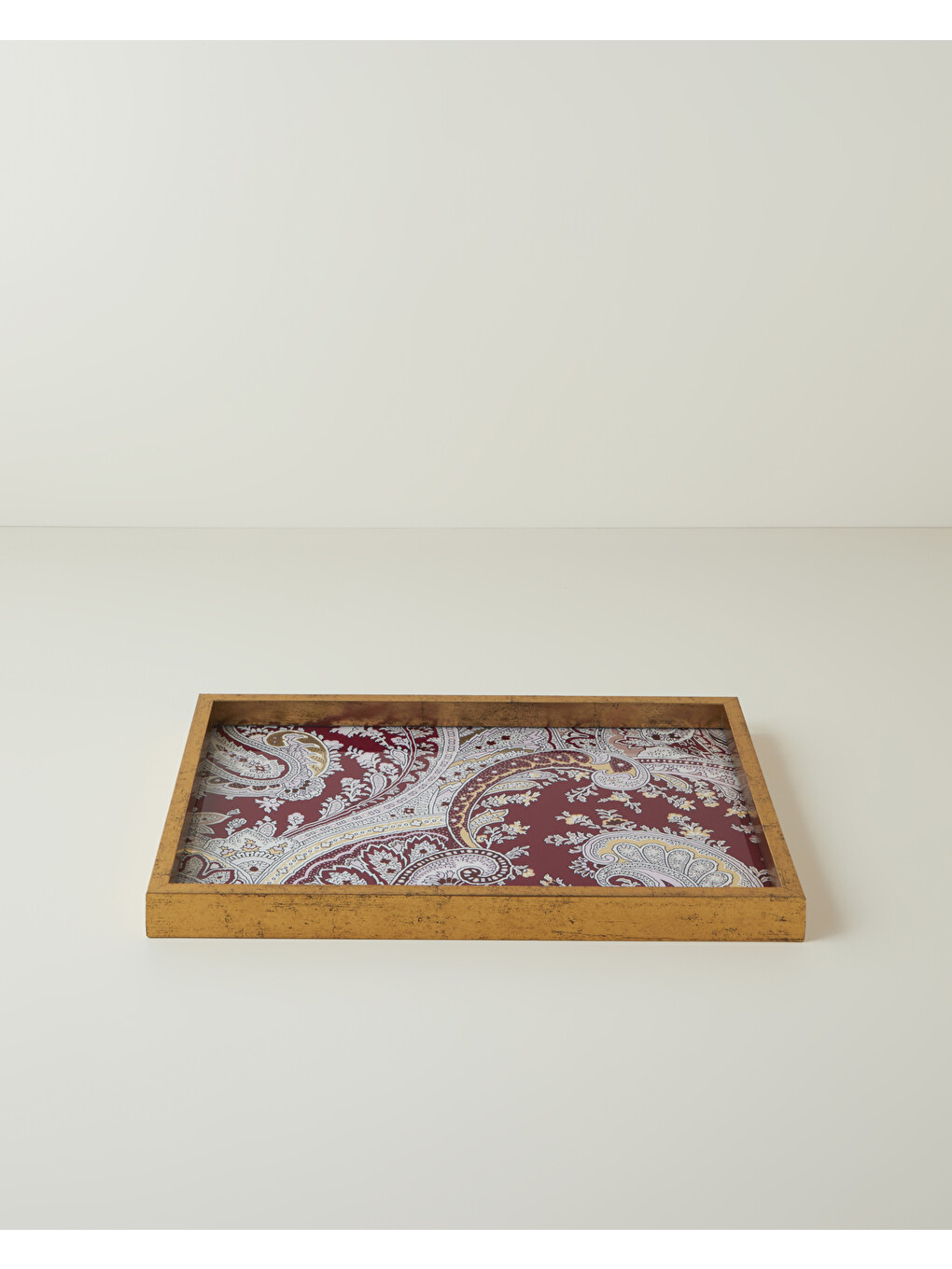 Carolie Cam Dekoratif Tepsi 30x42 Cm Bordo