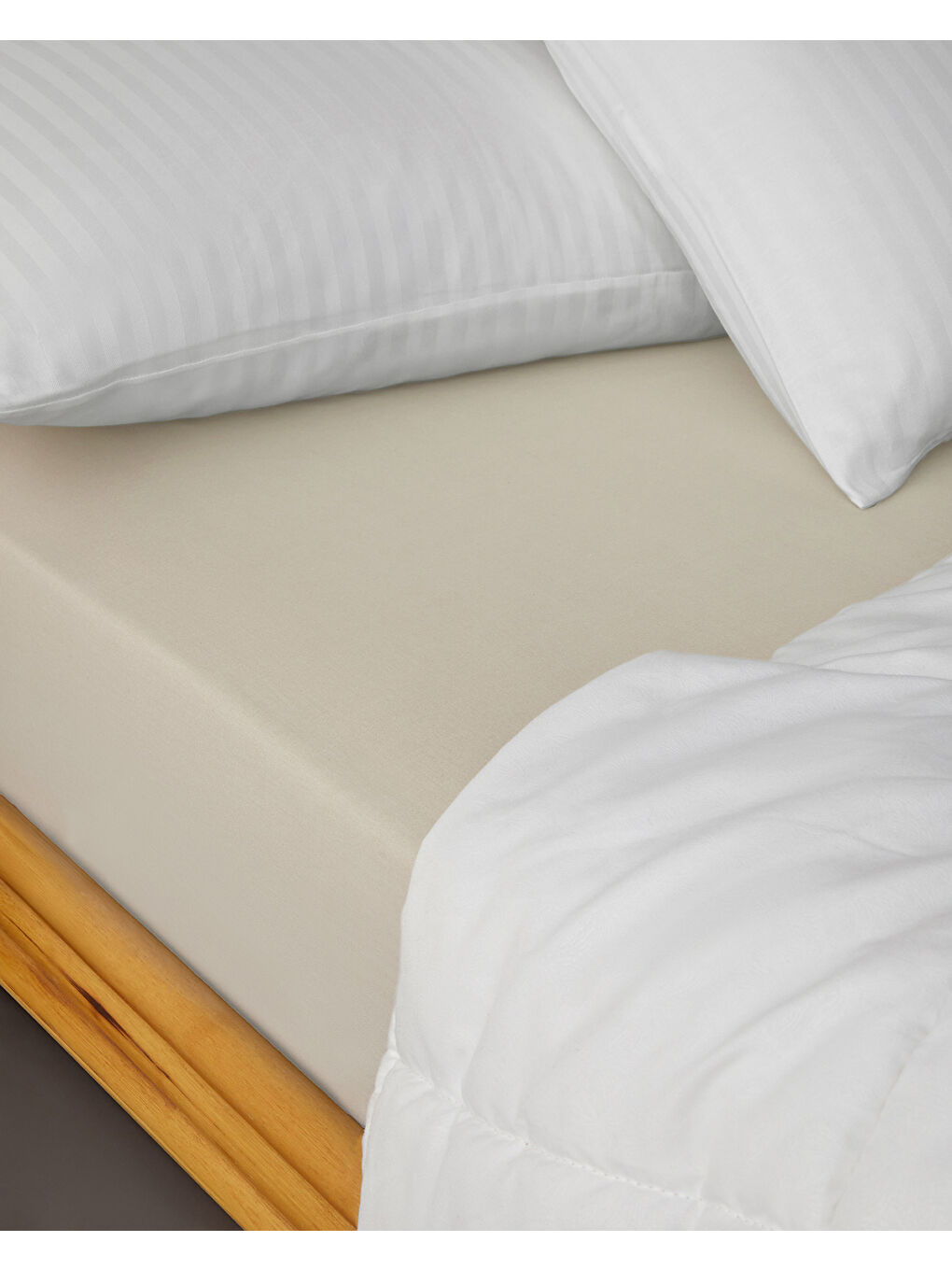 Ekru Novella Premium Soft Pamuk Tek Kişilik Plus Lastikli Çarşaf 120x200 cm Krem-3