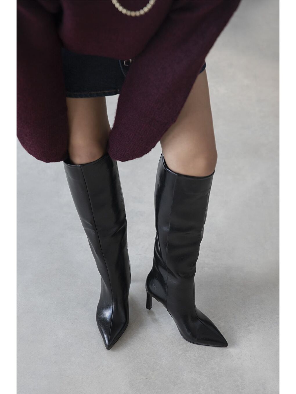 Judd Kadın Kırışık Deri Çizme Siyah-2