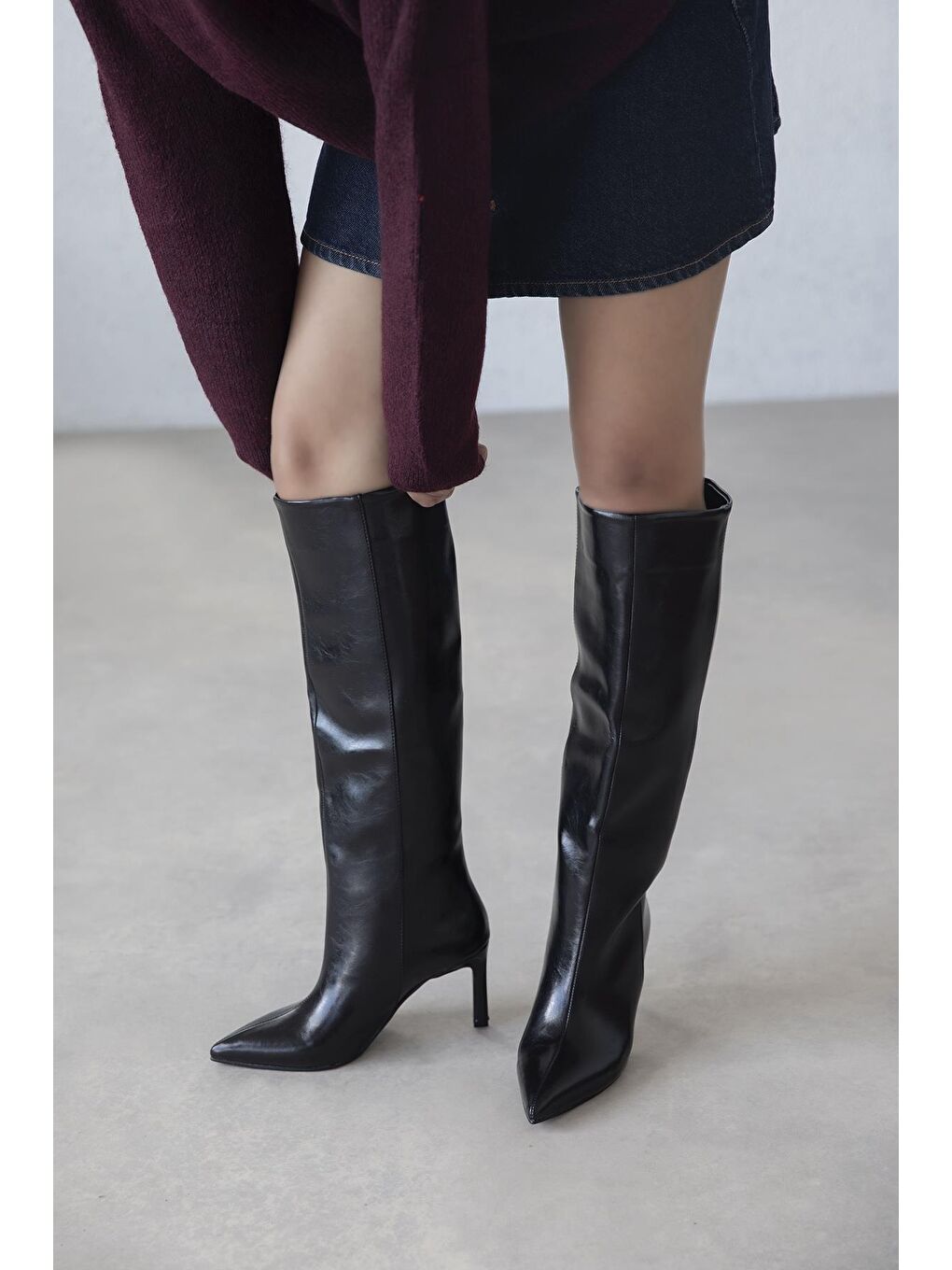 Judd Kadın Kırışık Deri Çizme Siyah-3