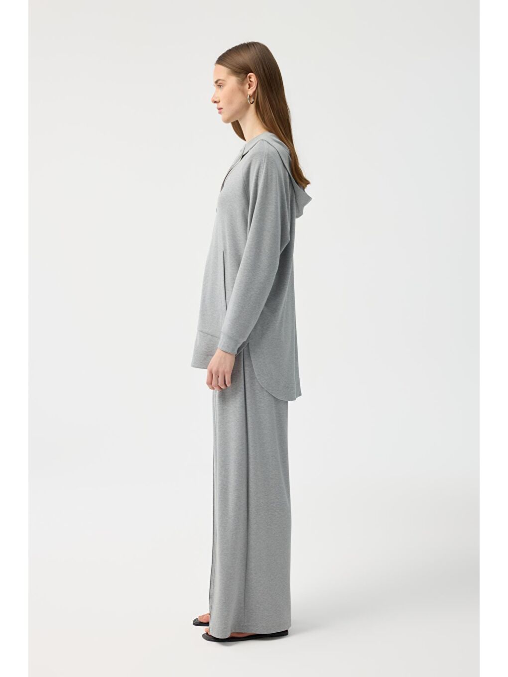 Modal Cupra Fermuarlı Hırka Takım Gri Melanj-3