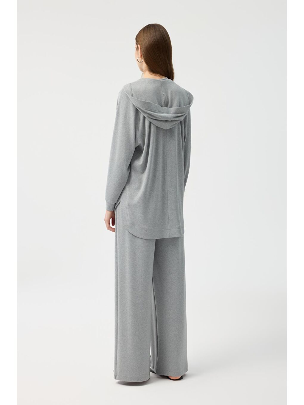 Modal Cupra Fermuarlı Hırka Takım Gri Melanj-4