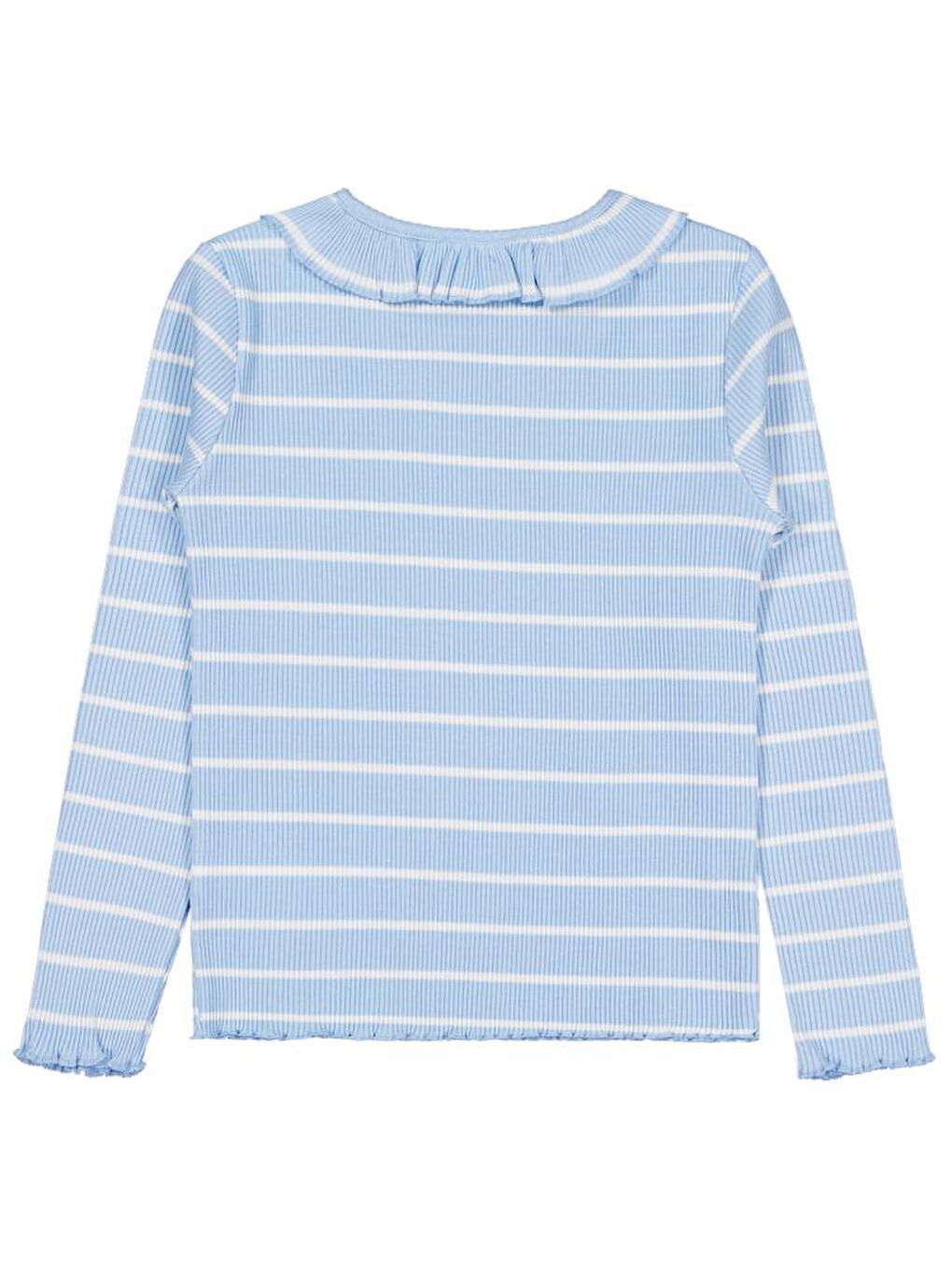 Girls Çizgili 6-9 Yaş Sweatshirt - Mavi 8-9 Yaş-1