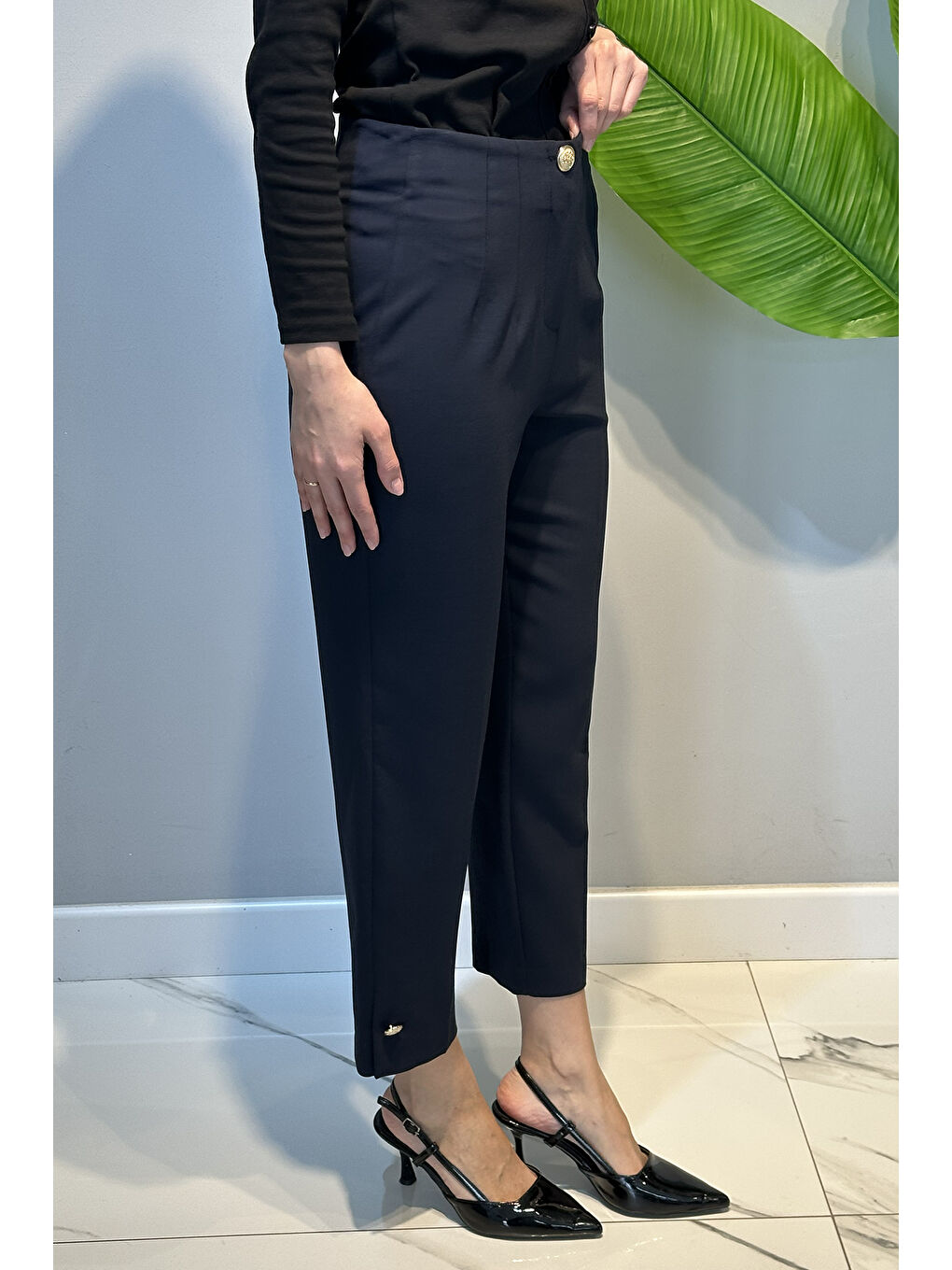 Sentez Paradise Paça Düğme Pensli Pantolon 5566 Lacivert-3