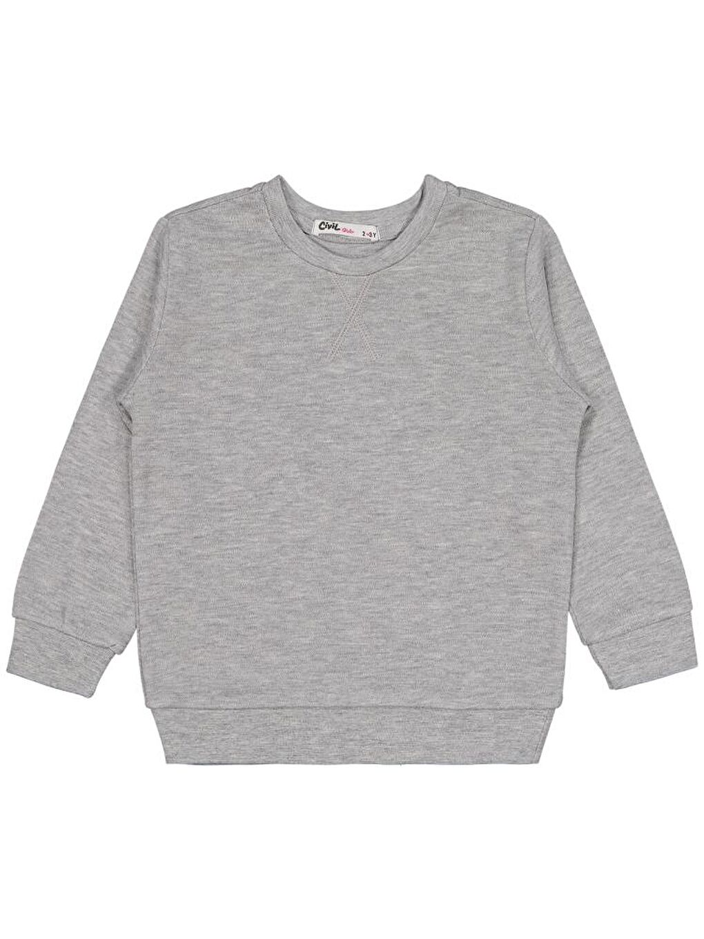 Girls Düz 2-5 Yaş Sweatshirt - Gri 4-5 Yaş