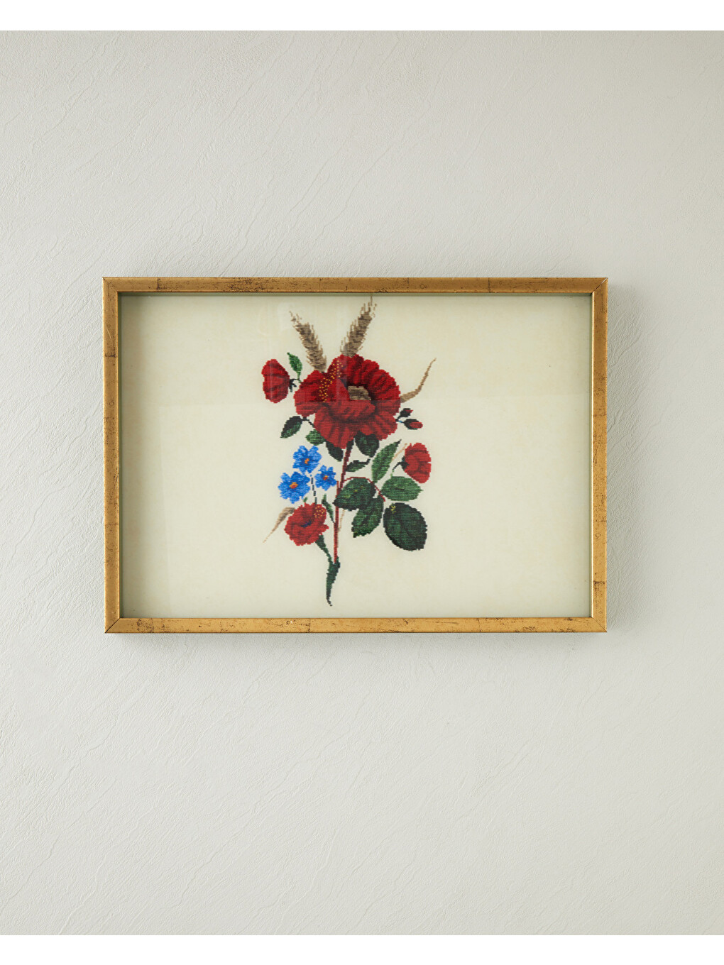 Rose Stitch Cam Dekoratif Tepsi 30x42 Cm Kırmızı - Bej