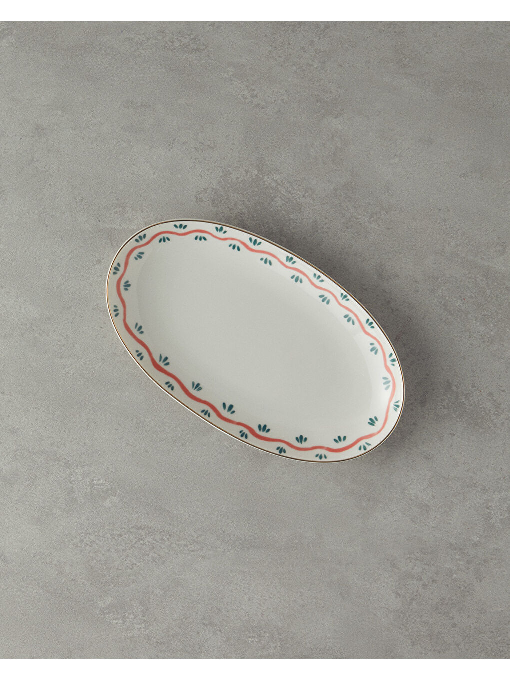 Yeşil Green Carny Bone Porselen Kayık Tabak 30 cm Turuncu-yeşil-1