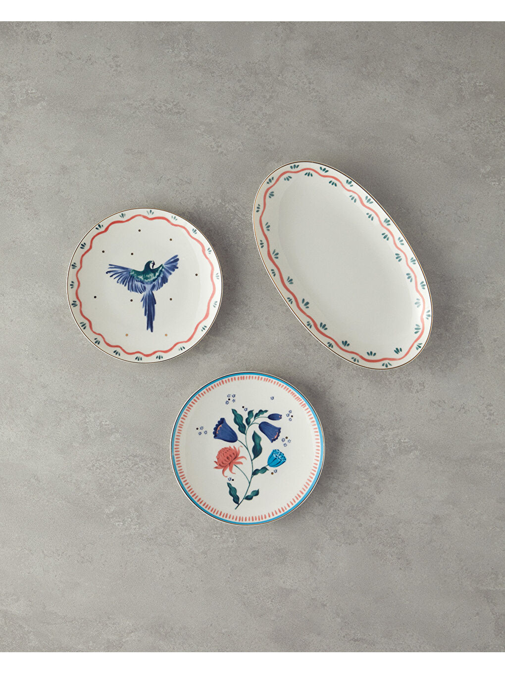 Yeşil Green Carny Bone Porselen Kayık Tabak 30 cm Turuncu-yeşil-2