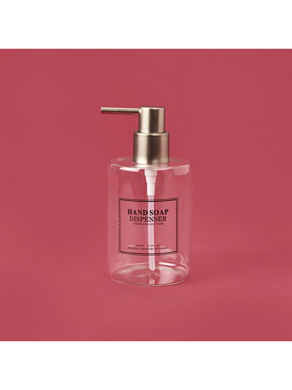 Renksiz Yuvarlak Borosilikat Cam Sıvı Sabunluk - Şeffaf / Gri