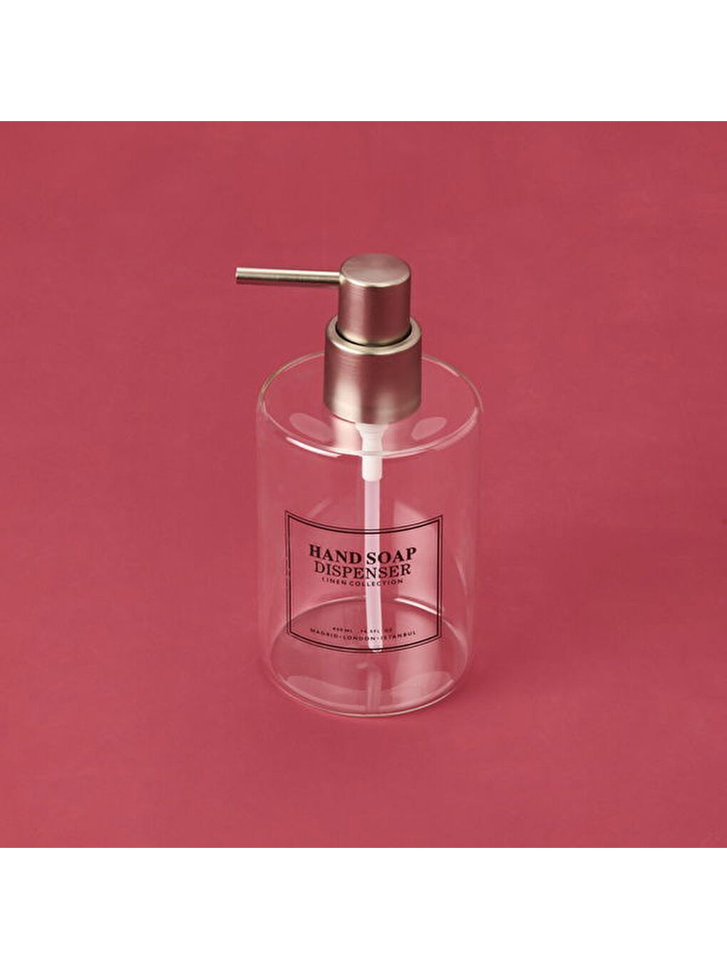 Renksiz Yuvarlak Borosilikat Cam Sıvı Sabunluk - Şeffaf / Gri-1