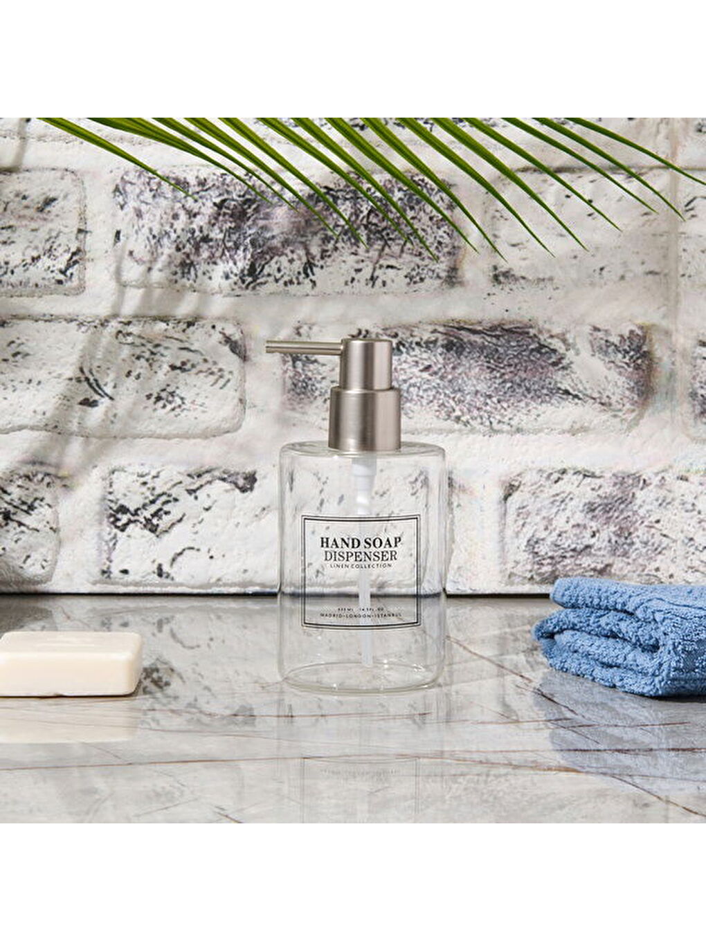 Renksiz Yuvarlak Borosilikat Cam Sıvı Sabunluk - Şeffaf / Gri-3