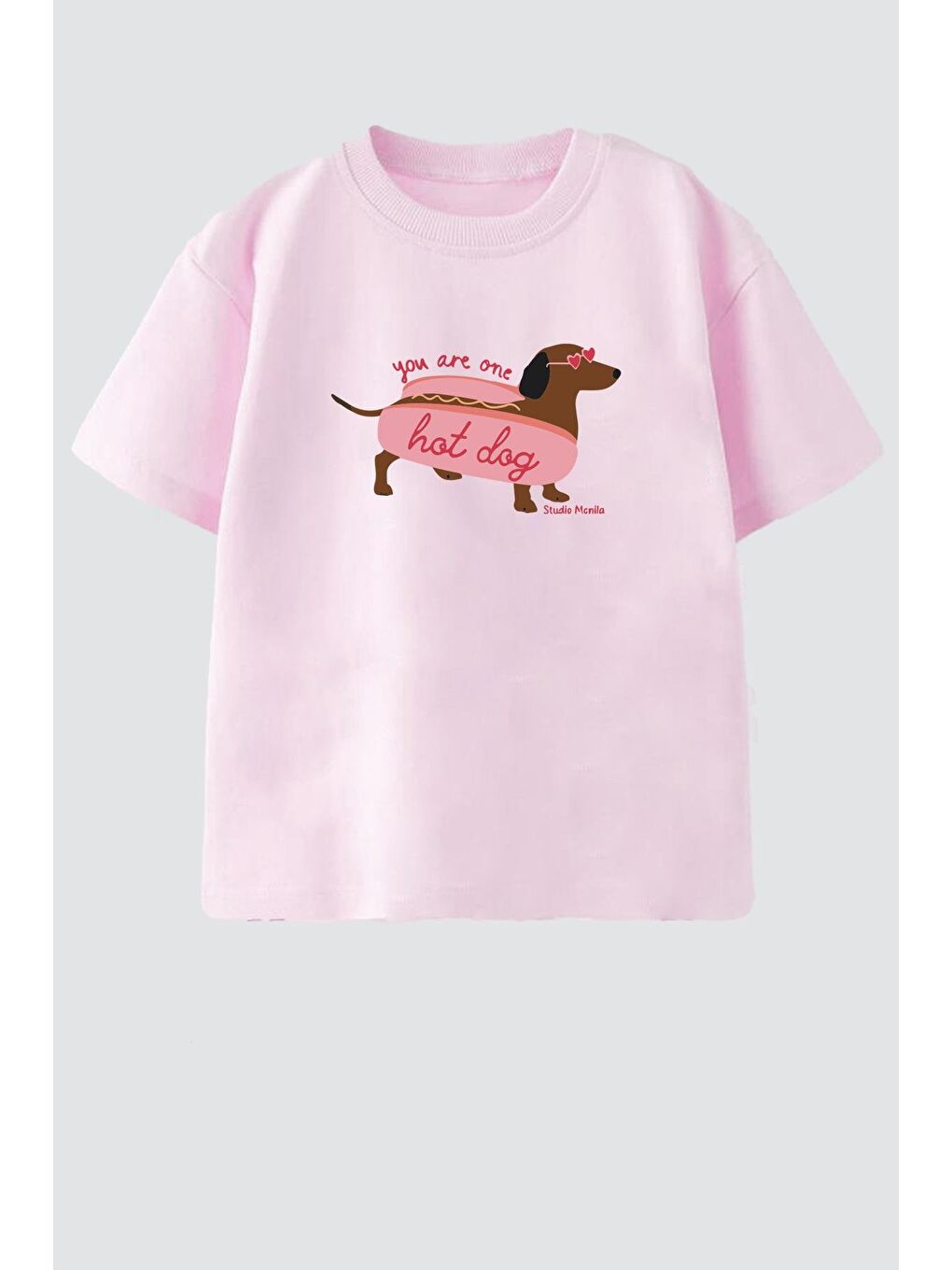 Bej Kız Çocuk Pamuklu Bisiklet Yaka Baskılı T-Shirt