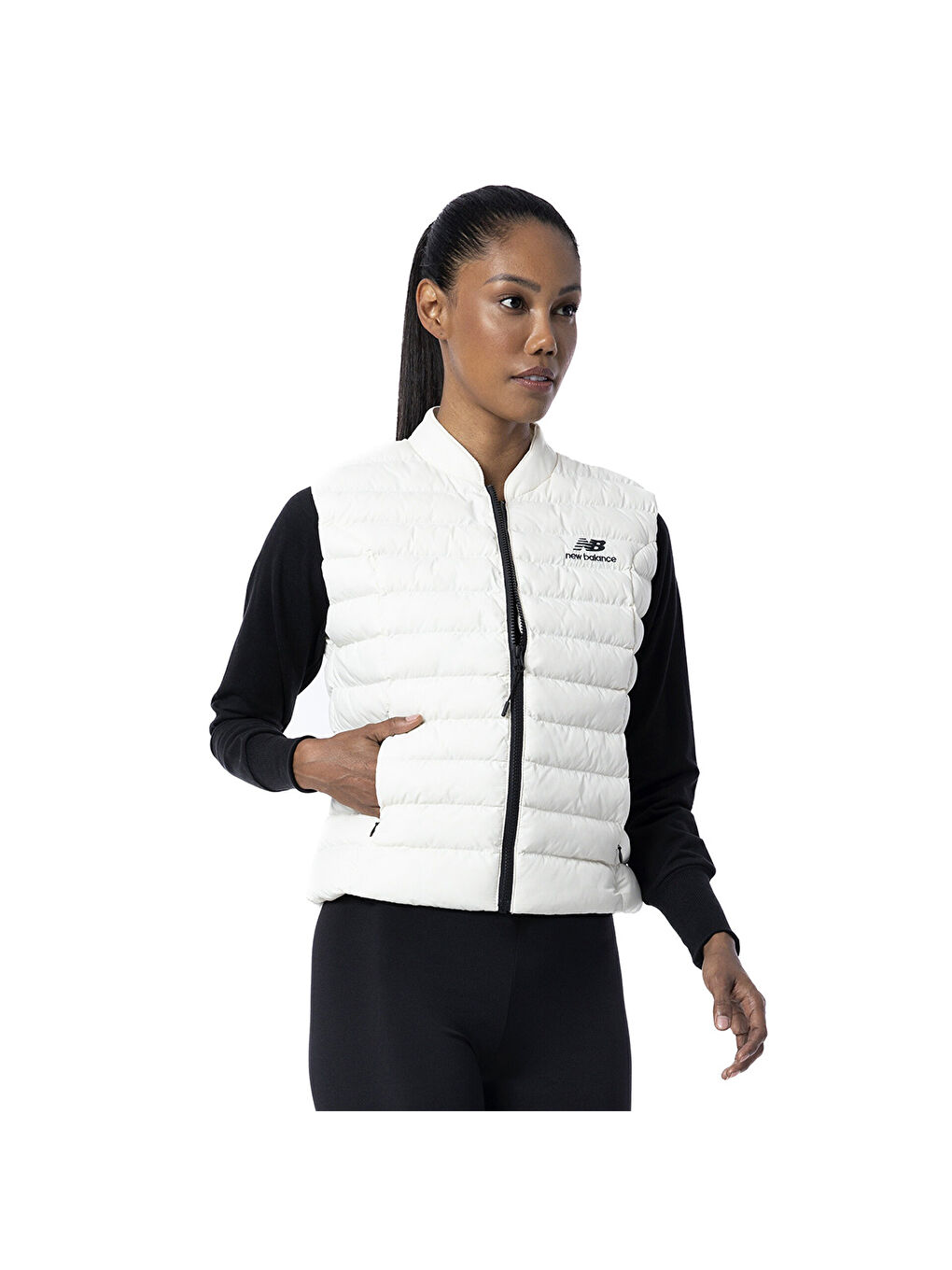 3229 Kadın Beyaz Dik Yaka Yelek-3