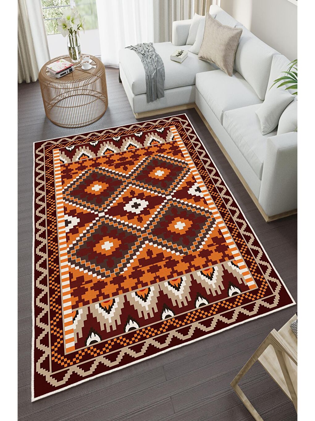 Bordo Özel Tasarım, Kaymaz Taban, İnce, Yıkanabilir, Modern Halı WOOKECE1460 160x230-2