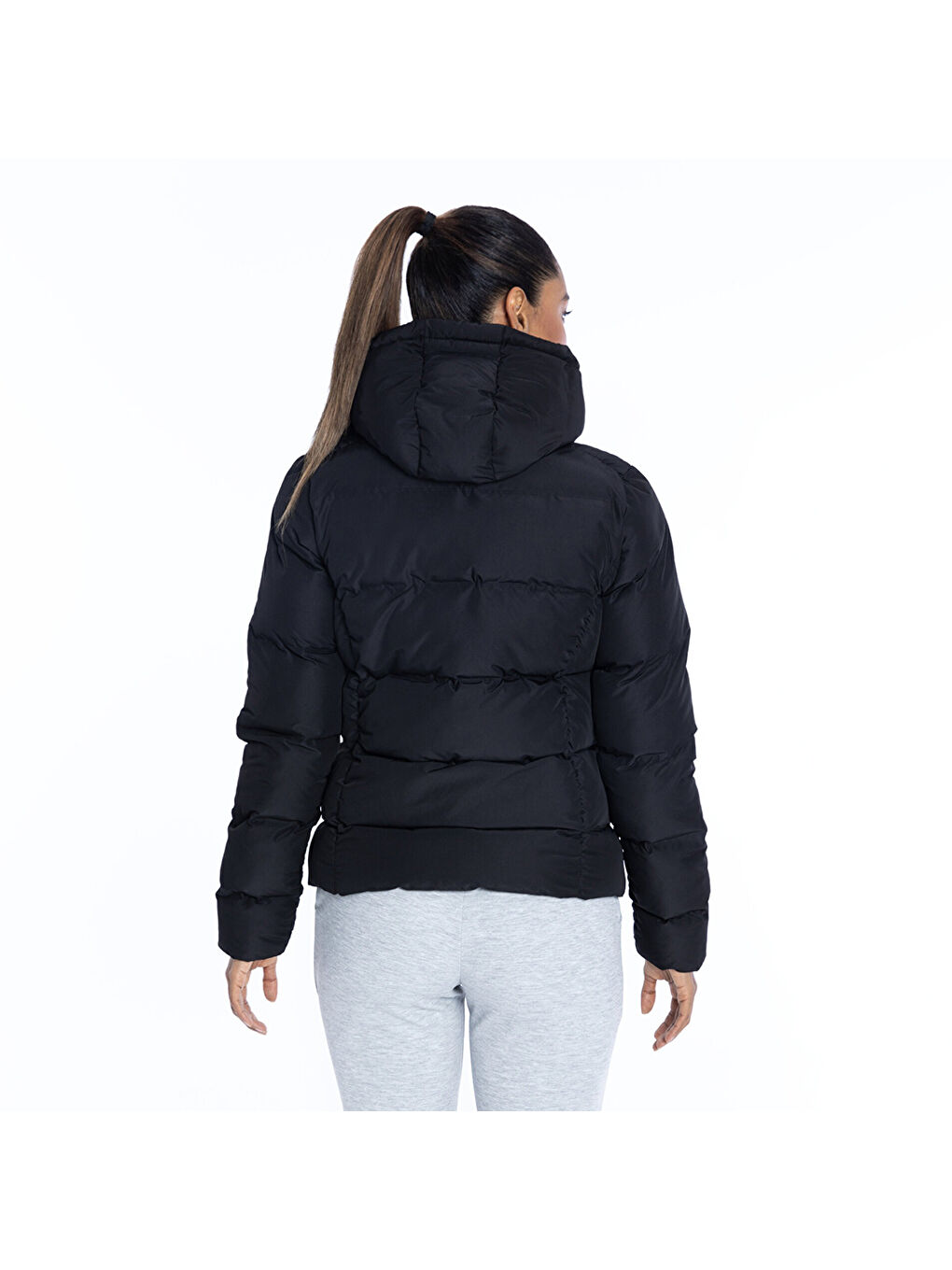 3227 Kadın Siyah Kapüşonlu Mont-1