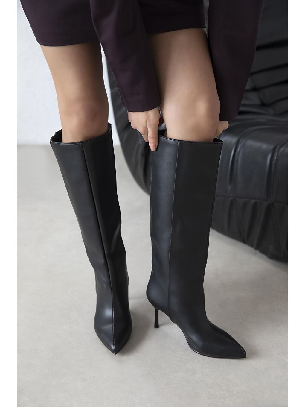 Clara Kadın Mat Deri Çizme Siyah-1