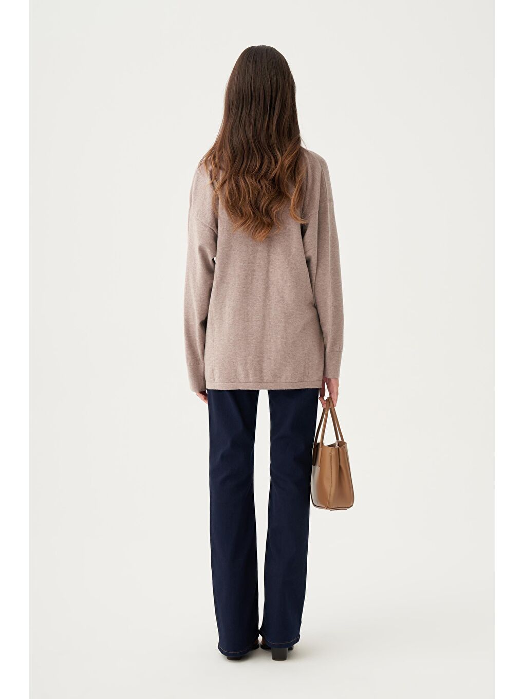 Bej Vizon-Yarım Balıkçı Yaka Triko Kazak-2