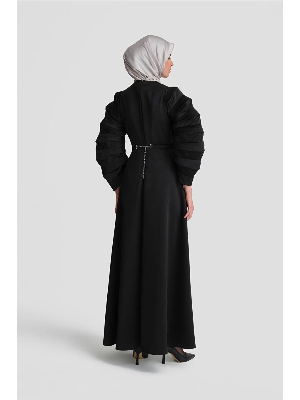 Akordiyon Kollu Elbise 24K9900 Siyah-3