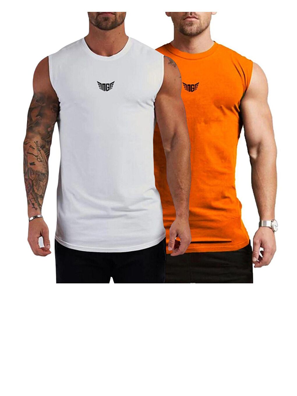 GENIUS STORE Beyaz Erkek Nem Emici Hızlı Kuruma Atletik Teknik Performans Sporcu Sıfır Kol T-shirt MG-ATLET2